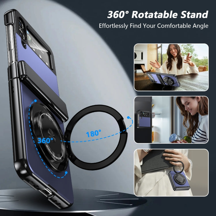 For Samsung Galaxy Z Flip3 Gold Medal Rotating Folding Series Ring Holder Phone Case(Blue) - Galaxy Phone Cases by buy2fix | Online Shopping UK | buy2fix