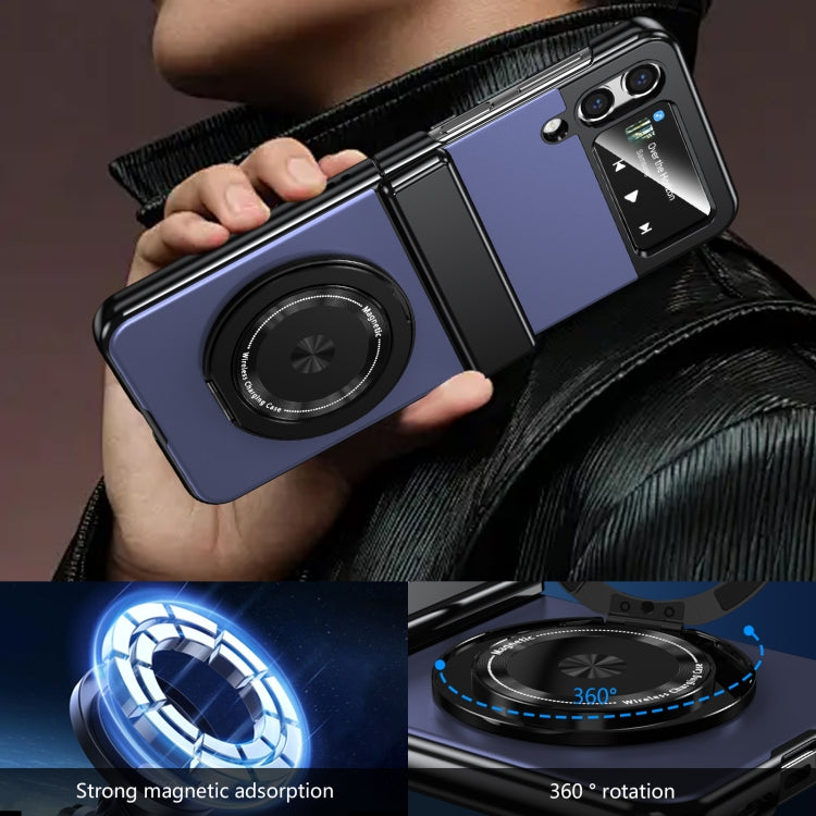 For Samsung Galaxy Z Flip3 Gold Medal Rotating Folding Series Ring Holder Phone Case(Blue) - Galaxy Phone Cases by buy2fix | Online Shopping UK | buy2fix