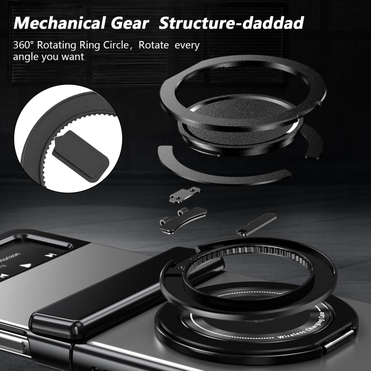 For Samsung Galaxy Z Flip3 Gold Medal Rotating Folding Series Ring Holder Phone Case(Silver) - Galaxy Phone Cases by buy2fix | Online Shopping UK | buy2fix