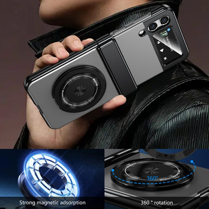 For Samsung Galaxy Z Flip3 Gold Medal Rotating Folding Series Ring Holder Phone Case(Silver) - Galaxy Phone Cases by buy2fix | Online Shopping UK | buy2fix