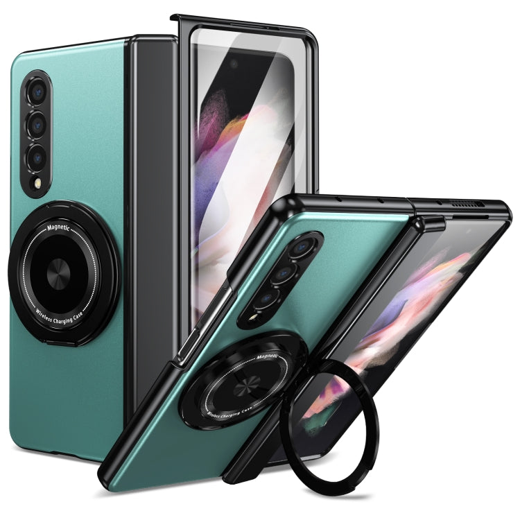 For Samsung Galaxy Z Fold3 Gold Medal Rotating Folding Series Ring Holder Phone Case(Royal Blue) - Galaxy Phone Cases by buy2fix | Online Shopping UK | buy2fix