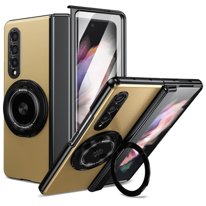 For Samsung Galaxy Z Fold3 Gold Medal Rotating Folding Series Ring Holder Phone Case(Gold) - Galaxy Phone Cases by buy2fix | Online Shopping UK | buy2fix