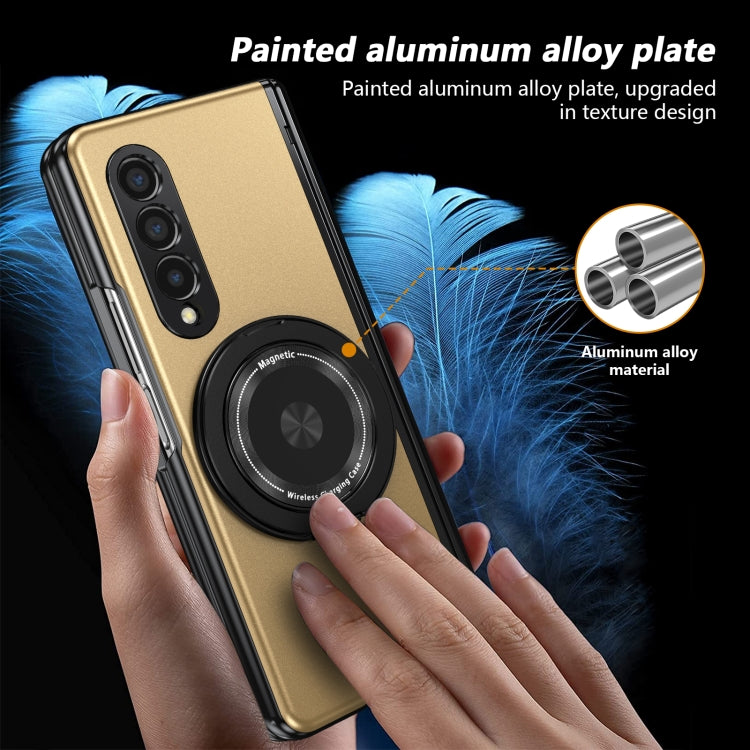 For Samsung Galaxy Z Fold3 Gold Medal Rotating Folding Series Ring Holder Phone Case(Gold) - Galaxy Phone Cases by buy2fix | Online Shopping UK | buy2fix