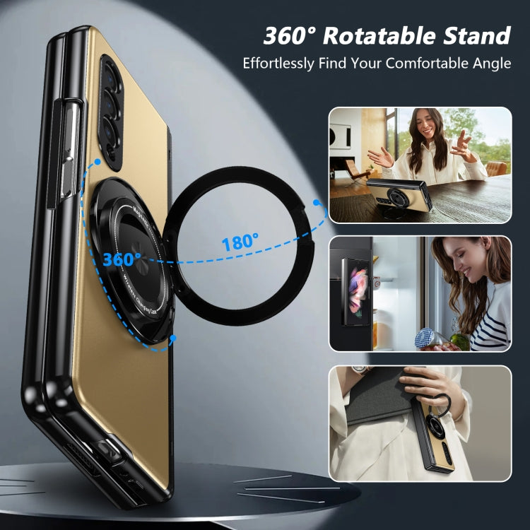 For Samsung Galaxy Z Fold3 Gold Medal Rotating Folding Series Ring Holder Phone Case(Gold) - Galaxy Phone Cases by buy2fix | Online Shopping UK | buy2fix