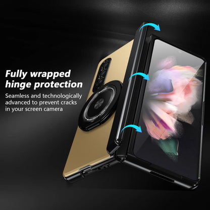 For Samsung Galaxy Z Fold3 Gold Medal Rotating Folding Series Ring Holder Phone Case(Gold) - Galaxy Phone Cases by buy2fix | Online Shopping UK | buy2fix