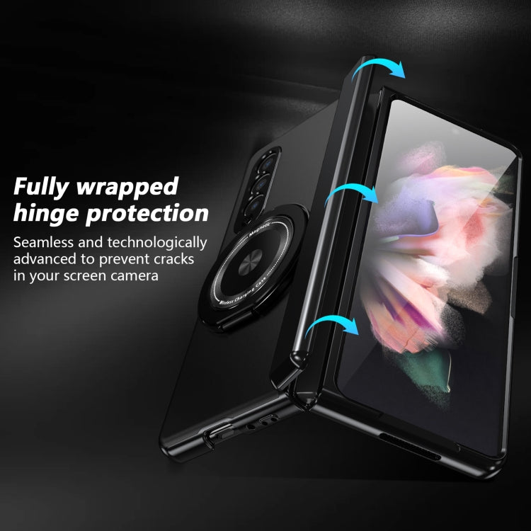 For Samsung Galaxy Z Fold3 Gold Medal Rotating Folding Series Ring Holder Phone Case(Black) - Galaxy Phone Cases by buy2fix | Online Shopping UK | buy2fix