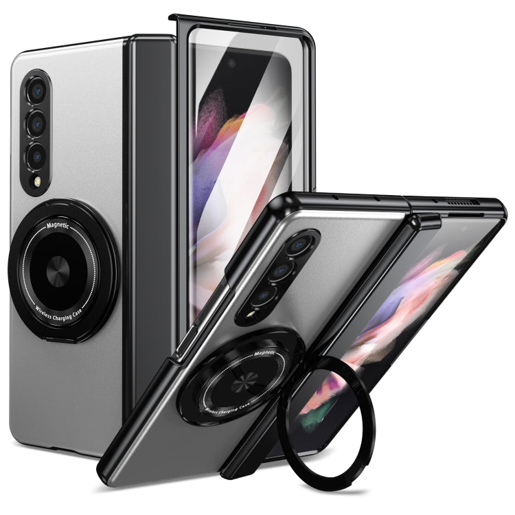 For Samsung Galaxy Z Fold3 Gold Medal Rotating Folding Series Ring Holder Phone Case(Silver) - Galaxy Phone Cases by buy2fix | Online Shopping UK | buy2fix