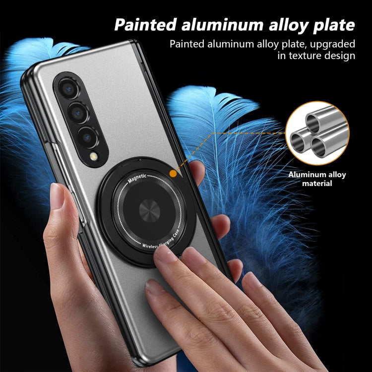 For Samsung Galaxy Z Fold3 Gold Medal Rotating Folding Series Ring Holder Phone Case(Silver) - Galaxy Phone Cases by buy2fix | Online Shopping UK | buy2fix