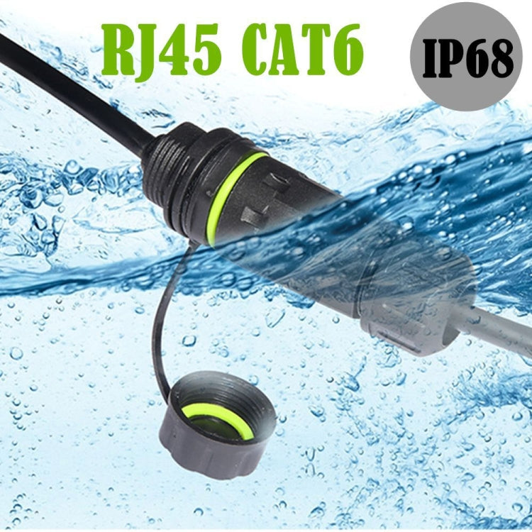 25cm RJ45 8P8C Male to Female IP68 CAT6 Ethernet Connector(Black) by buy2fix