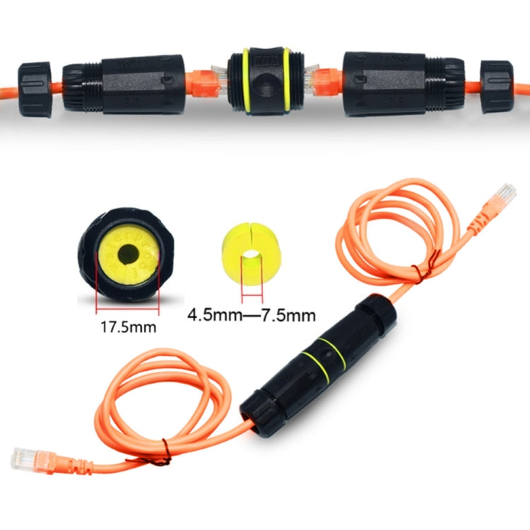 IP68 Waterproof Cat7 RJ45 Shielded Pure Copper Ethernet Coupler(Black) by buy2fix