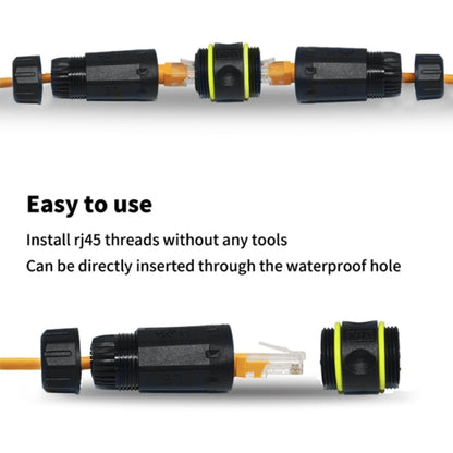 IP68 Waterproof Cat7 RJ45 Shielded Pure Copper Ethernet Coupler(Black) by buy2fix
