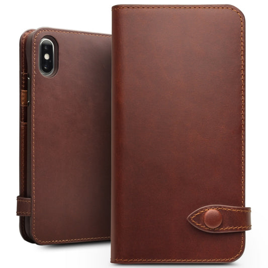For iPhone X / XS QIALINO Crazy Horse Business Horizontal Flip Leather Case with Holder & Card Slots, Style:With Buckle(Brown) - More iPhone Cases by QIALINO | Online Shopping UK | buy2fix