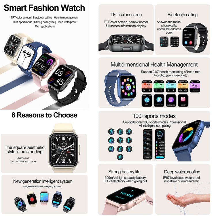 ZW36 1.83 inch BT Call Smart Watch, Blood oxygen / Blood Pressure / Heart Rate(Pink) by buy2fix