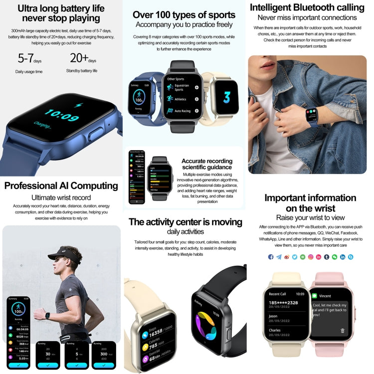 ZW36 1.83 inch BT Call Smart Watch, Blood oxygen / Blood Pressure / Heart Rate(Black) by buy2fix