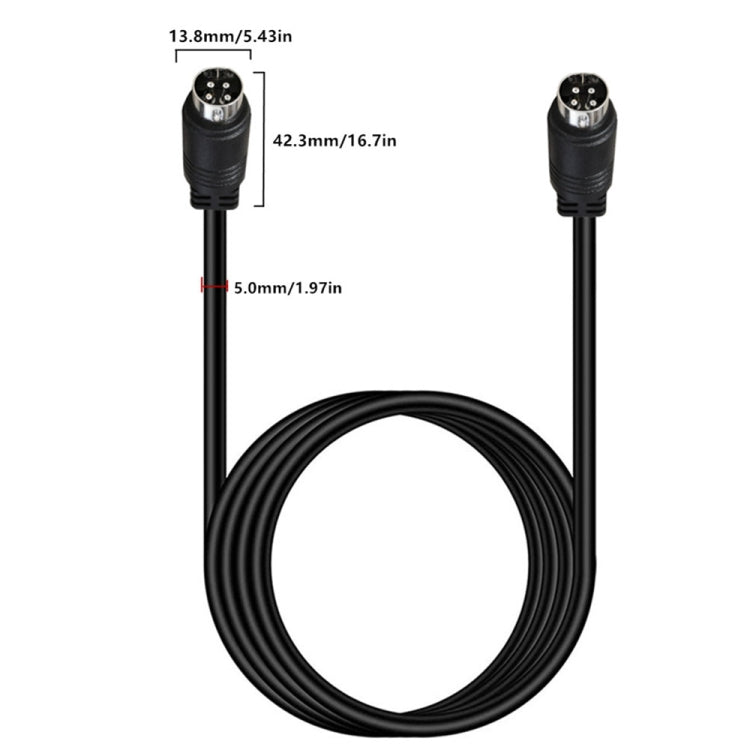 MD DIN 4 Pin Male to Male AC/DC Power Audio Adapter Cable, Length:5m(Black) by buy2fix