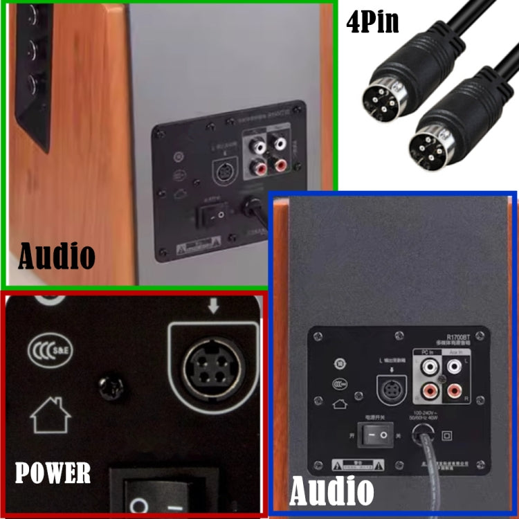 MD DIN 4 Pin Male to Male AC/DC Power Audio Adapter Cable, Length:5m(Black) by buy2fix