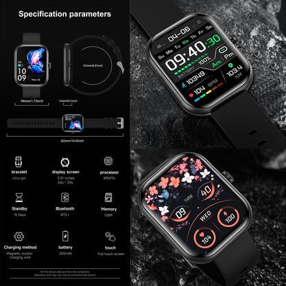 ZW65 2.01 inch Fitness Smart Watch, Blood Oxygen / Blood Pressure / Heart Rate(Pink) by buy2fix