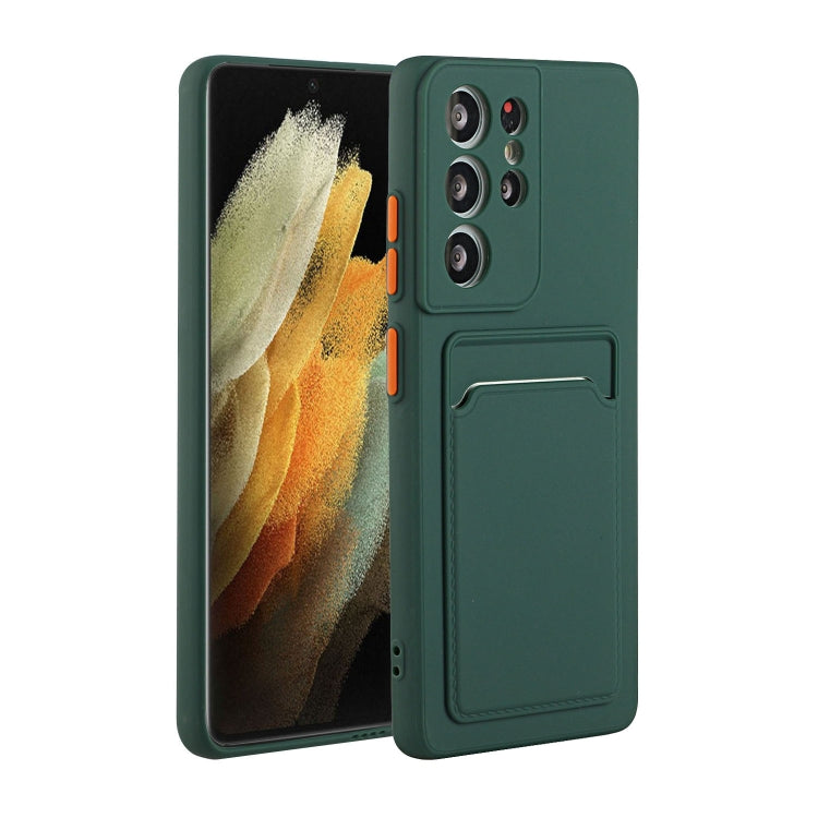 For Samsung Galaxy S25 Ultra 5G Card Slot Design Shockproof TPU Phone Case(Dark Green) by buy2fix