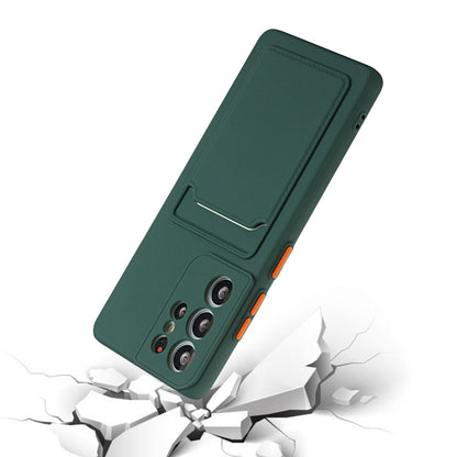 For Samsung Galaxy S25 Ultra 5G Card Slot Design Shockproof TPU Phone Case(Dark Green) by buy2fix