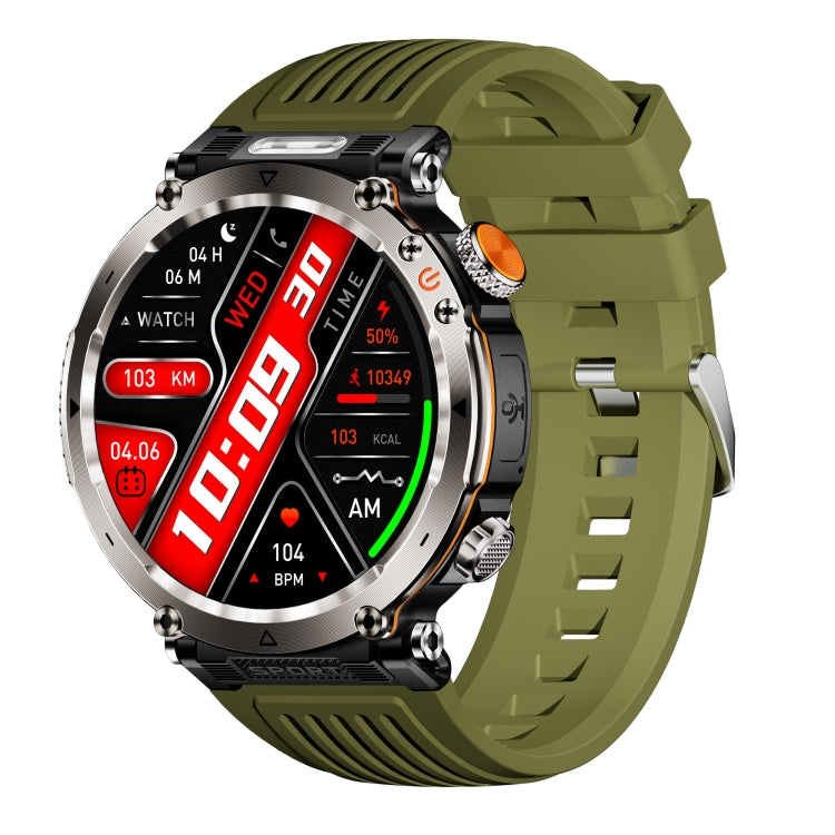 HT30 1.7 inch IP68 Waterproof Silicone Band Smart Watch, Support Flashlight / Banknote Detector Light / Compass(Army Green) by buy2fix