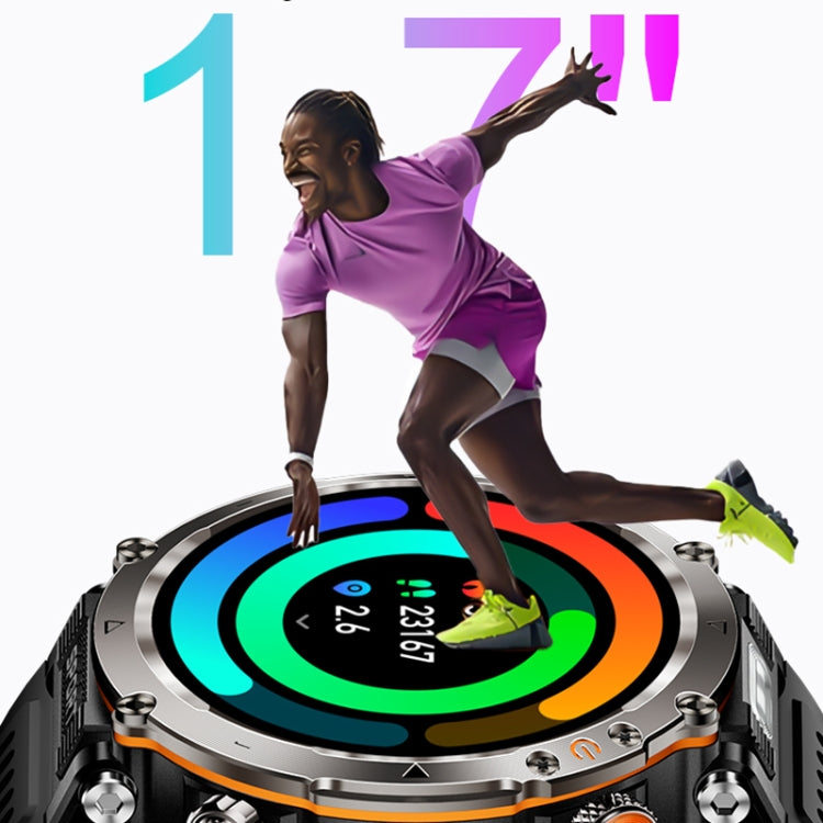 HT30 1.7 inch IP68 Waterproof Silicone Band Smart Watch, Support Flashlight / Banknote Detector Light / Compass(Orange) by buy2fix