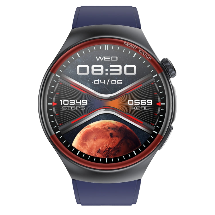 T82 1.43 inch Round Screen BT Call Smart Watch, Heart Rate / Blood Pressure / Blood Oxygen / Sleep / Blood Sugar / HRV / Metope / SOS, Strap:Silicone Blue by buy2fix