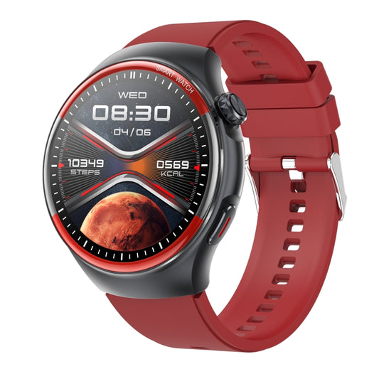 T82 1.43 inch Round Screen BT Call Smart Watch, Heart Rate / Blood Pressure / Blood Oxygen / Sleep / Blood Sugar / HRV / Metope / SOS, Strap:Silicone Red by buy2fix