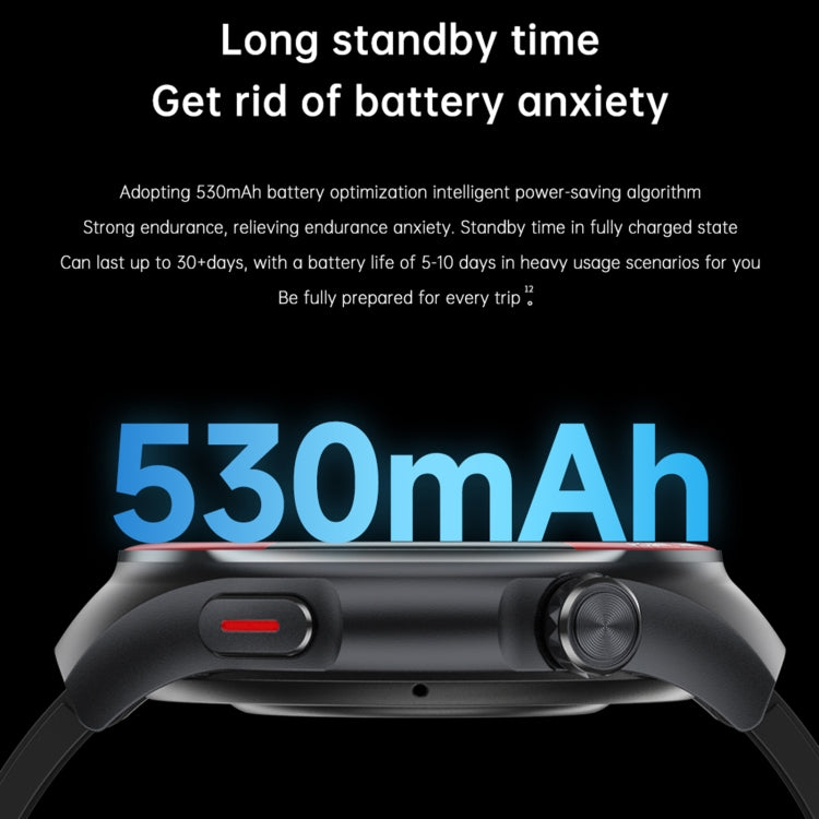 T82 1.43 inch Round Screen BT Call Smart Watch, Heart Rate / Blood Pressure / Blood Oxygen / Sleep / Blood Sugar / HRV / Metope / SOS, Strap:Silicone Blue by buy2fix