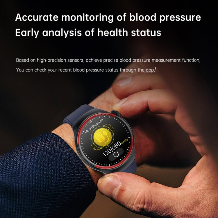 T82 1.43 inch Round Screen BT Call Smart Watch, Heart Rate / Blood Pressure / Blood Oxygen / Sleep / Blood Sugar / HRV / Metope / SOS, Strap:Silicone Blue by buy2fix