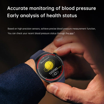 T82 1.43 inch Round Screen BT Call Smart Watch, Heart Rate / Blood Pressure / Blood Oxygen / Sleep / Blood Sugar / HRV / Metope / SOS, Strap:Silicone Blue by buy2fix