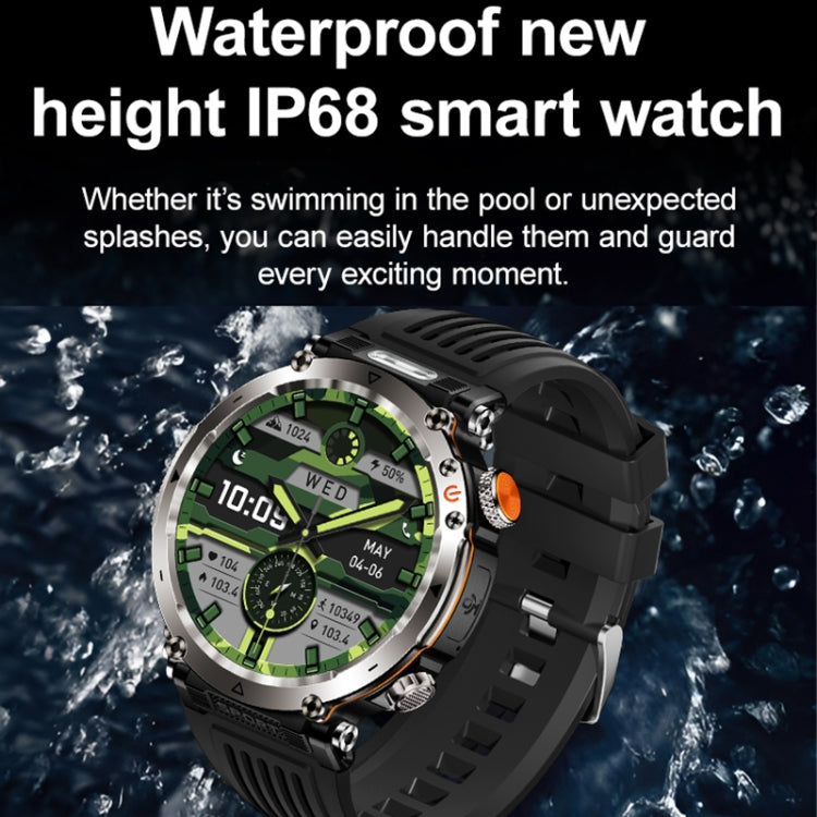 HT30 1.7 inch IP68 Waterproof Camouflage Silicone Band Smart Watch, Support Flashlight / Banknote Detector Light / Compass(Blue) by buy2fix