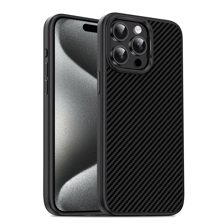 For iPhone 15 Pro Carbon Fiber Textured Oil Spray MagSafe Magnetic Phone Case(Black) - iPhone 15 Pro Cases by buy2fix | Online Shopping UK | buy2fix
