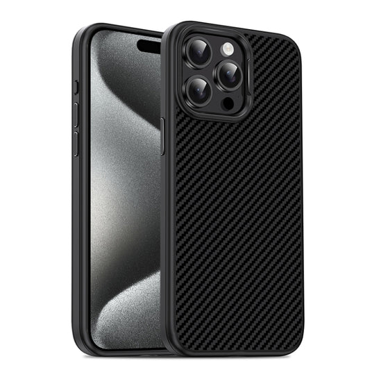 For iPhone 15 Pro Carbon Fiber Textured Oil Spray MagSafe Magnetic Phone Case(Black) - iPhone 15 Pro Cases by buy2fix | Online Shopping UK | buy2fix