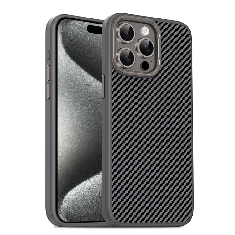 For iPhone 15 Pro Carbon Fiber Textured Oil Spray MagSafe Magnetic Phone Case(Grey) - iPhone 15 Pro Cases by buy2fix | Online Shopping UK | buy2fix