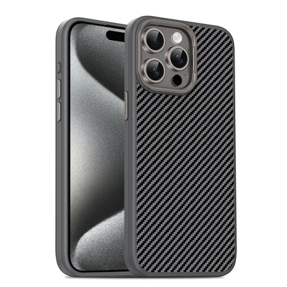 For iPhone 15 Pro Carbon Fiber Textured Oil Spray MagSafe Magnetic Phone Case(Grey) - iPhone 15 Pro Cases by buy2fix | Online Shopping UK | buy2fix