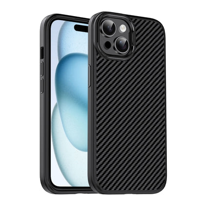For iPhone 15 Carbon Fiber Textured Oil Spray MagSafe Magnetic Phone Case(Black) - iPhone 15 Cases by buy2fix | Online Shopping UK | buy2fix