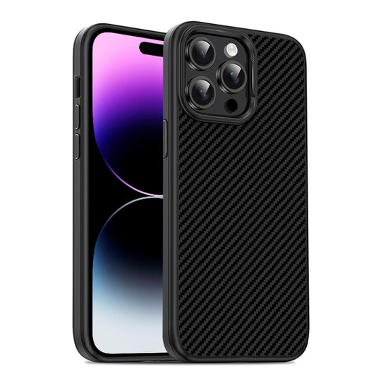 For iPhone 14 Pro Max Carbon Fiber Textured Oil Spray MagSafe Magnetic Phone Case(Black) - iPhone 14 Pro Max Cases by buy2fix | Online Shopping UK | buy2fix