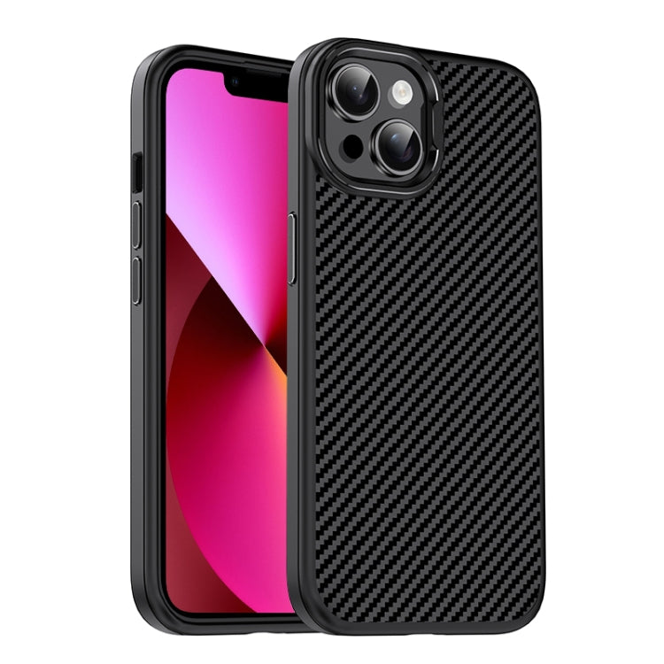 For iPhone 13 Carbon Fiber Textured Oil Spray MagSafe Magnetic Phone Case(Black) - iPhone 13 Cases by buy2fix | Online Shopping UK | buy2fix