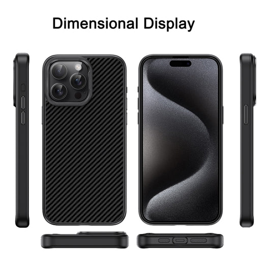 For iPhone 15 Pro Carbon Fiber Textured Oil Spray MagSafe Magnetic Phone Case(Black) - iPhone 15 Pro Cases by buy2fix | Online Shopping UK | buy2fix