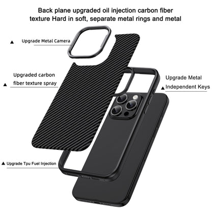 For iPhone 15 Pro Carbon Fiber Textured Oil Spray MagSafe Magnetic Phone Case(Grey) - iPhone 15 Pro Cases by buy2fix | Online Shopping UK | buy2fix