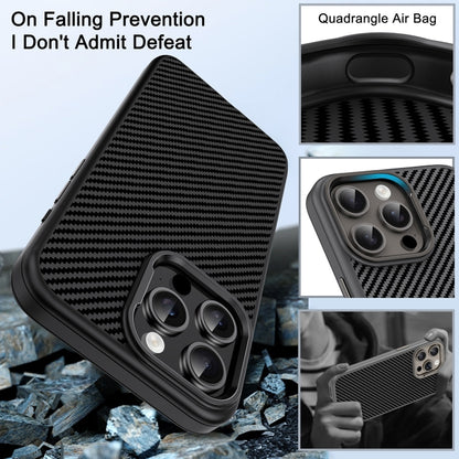 For iPhone 15 Pro Carbon Fiber Textured Oil Spray MagSafe Magnetic Phone Case(Grey) - iPhone 15 Pro Cases by buy2fix | Online Shopping UK | buy2fix