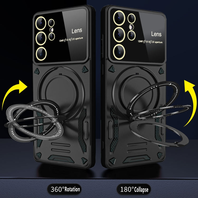 For Samsung Galaxy S25 Ultra 5G Large Window MagSafe Holder Phone Case(Rose Gold) by buy2fix