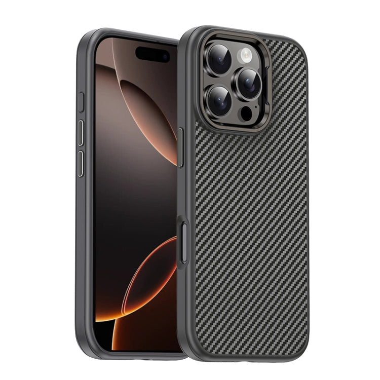 For iPhone 16 Pro Max Carbon Fiber Textured Oil Spray MagSafe Magnetic Phone Case(Grey) - iPhone 16 Pro Max Cases by buy2fix | Online Shopping UK | buy2fix