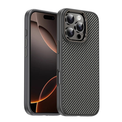 For iPhone 16 Pro Max Carbon Fiber Textured Oil Spray MagSafe Magnetic Phone Case(Grey) - iPhone 16 Pro Max Cases by buy2fix | Online Shopping UK | buy2fix