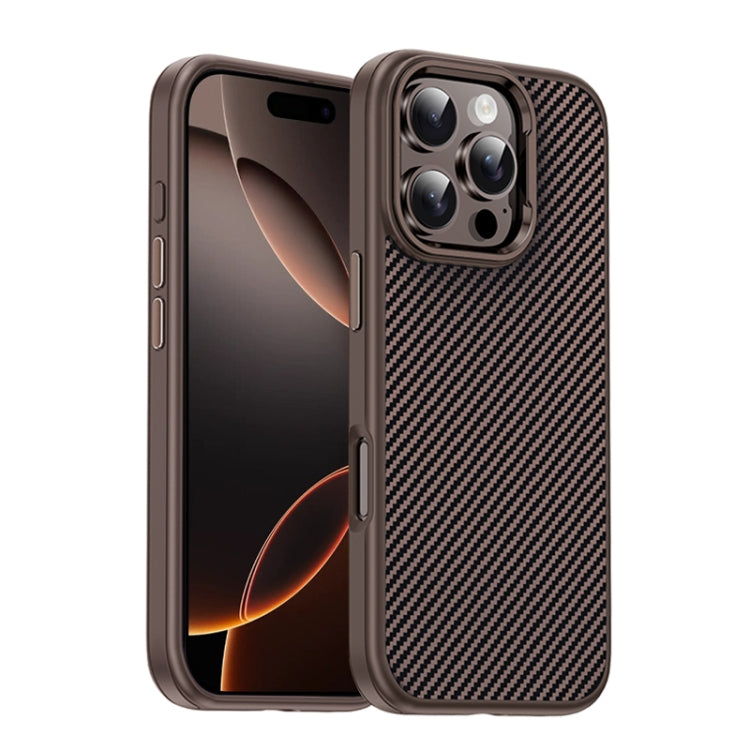 For iPhone 16 Pro Max Carbon Fiber Textured Oil Spray MagSafe Magnetic Phone Case(Rose Gold) - iPhone 16 Pro Max Cases by buy2fix | Online Shopping UK | buy2fix