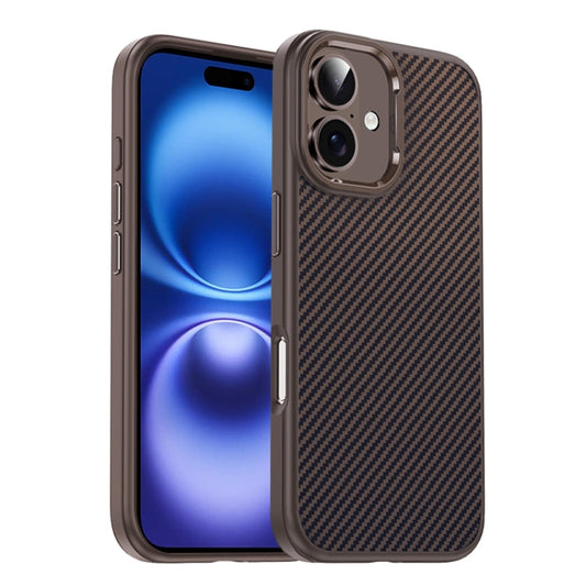 For iPhone 16 Plus Carbon Fiber Textured Oil Spray MagSafe Magnetic Phone Case(Rose Gold) - iPhone 16 Plus Cases by buy2fix | Online Shopping UK | buy2fix