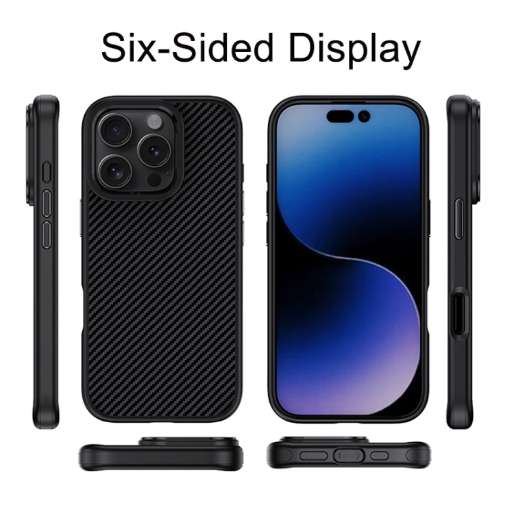 For iPhone 16 Pro Carbon Fiber Textured Oil Spray MagSafe Magnetic Phone Case(Black) - iPhone 16 Pro Cases by buy2fix | Online Shopping UK | buy2fix