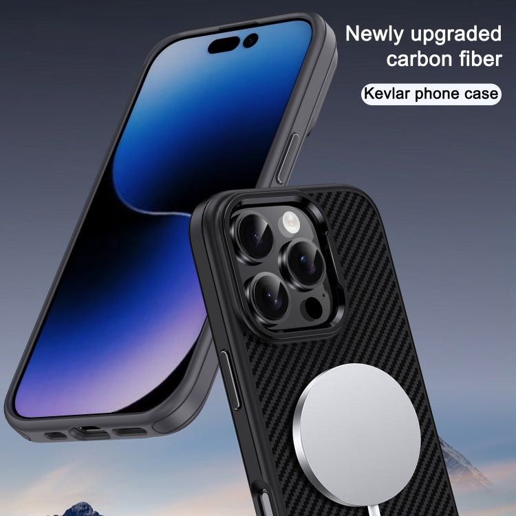 For iPhone 16 Pro Carbon Fiber Textured Oil Spray MagSafe Magnetic Phone Case(Grey) - iPhone 16 Pro Cases by buy2fix | Online Shopping UK | buy2fix