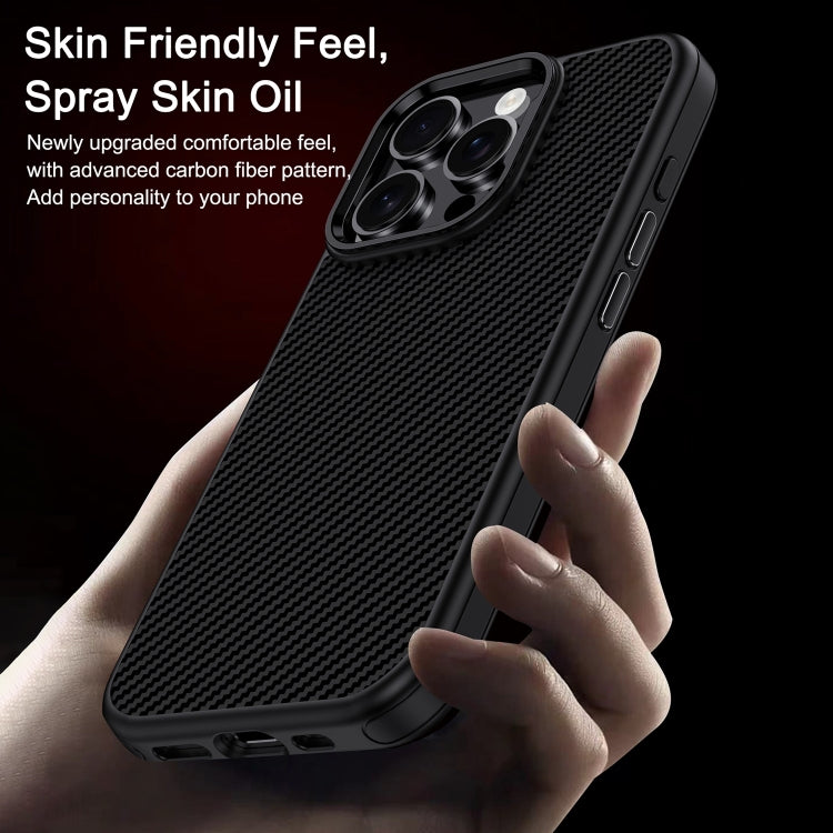 For iPhone 16 Pro Carbon Fiber Textured Oil Spray MagSafe Magnetic Phone Case(Grey) - iPhone 16 Pro Cases by buy2fix | Online Shopping UK | buy2fix