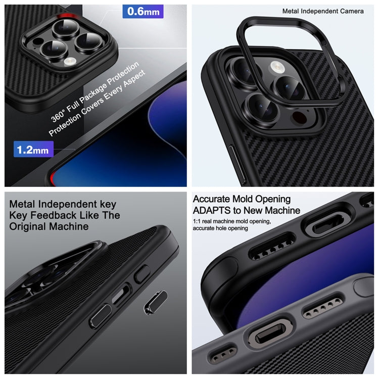 For iPhone 16 Pro Carbon Fiber Textured Oil Spray MagSafe Magnetic Phone Case(Black) - iPhone 16 Pro Cases by buy2fix | Online Shopping UK | buy2fix